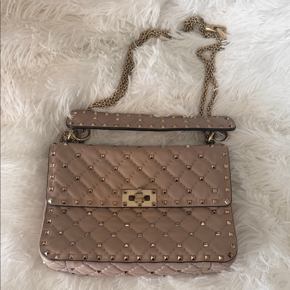 VALENTINO GARAVANI Lambskin Medium Rockstud‎ Spike Shoulder Bag